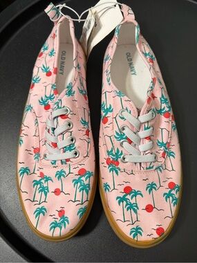 Old Navy Pink Palm-Print Canvas Sneakers